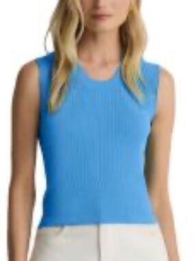 St. John Bright Blue Ribbed Sleeveless Tank